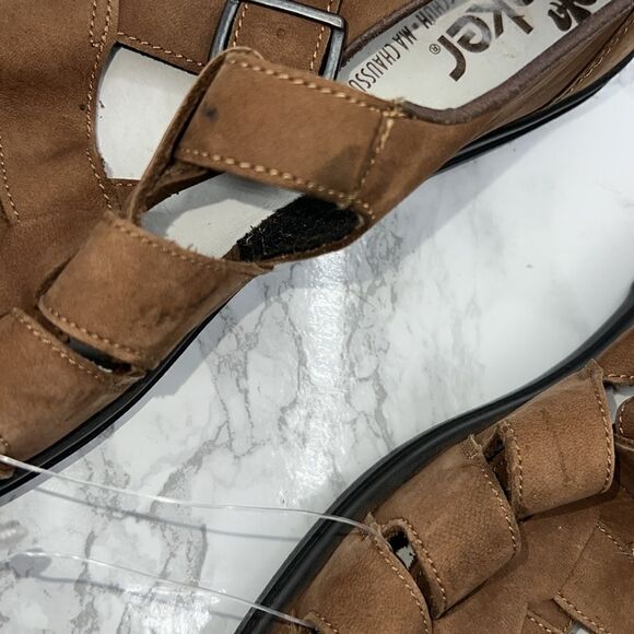 RIEKER Brown Leather Strappy Sandals-41 - Picture 8 of 10